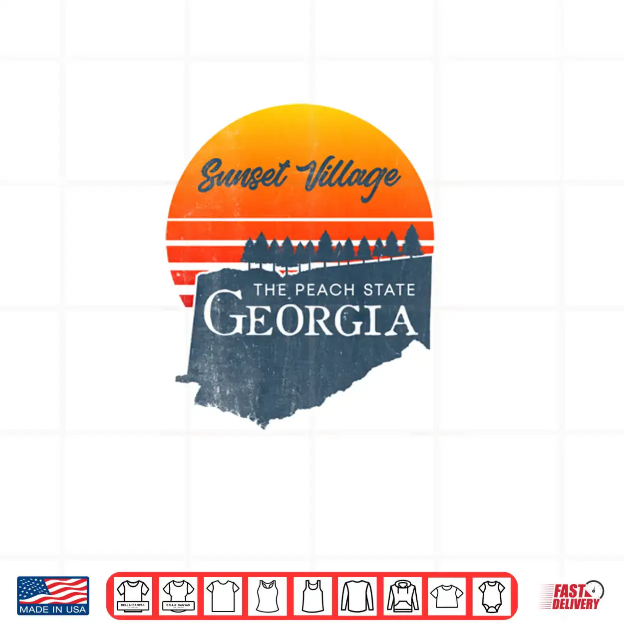Sunset Village Georgia Peach State Vintage Sunset Shirt Sunset Village Georgia Peach State Vintage Sunset Shirt