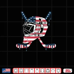 Design Goalie Helmet Hockey Icecream Drip American Flag Shirt