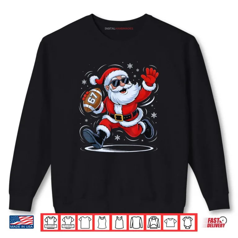 Sweatshirt Football Santa 67 Christmas Xmas Holiday Shirt