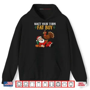 Hoodie Thanksgiving Christmas Turkey vs Santa Shirt