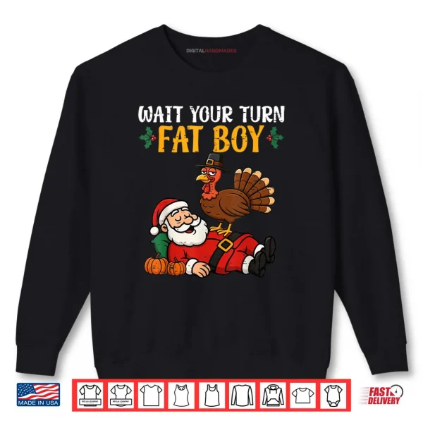 Sweatshirt Thanksgiving Christmas Turkey vs Santa Shirt