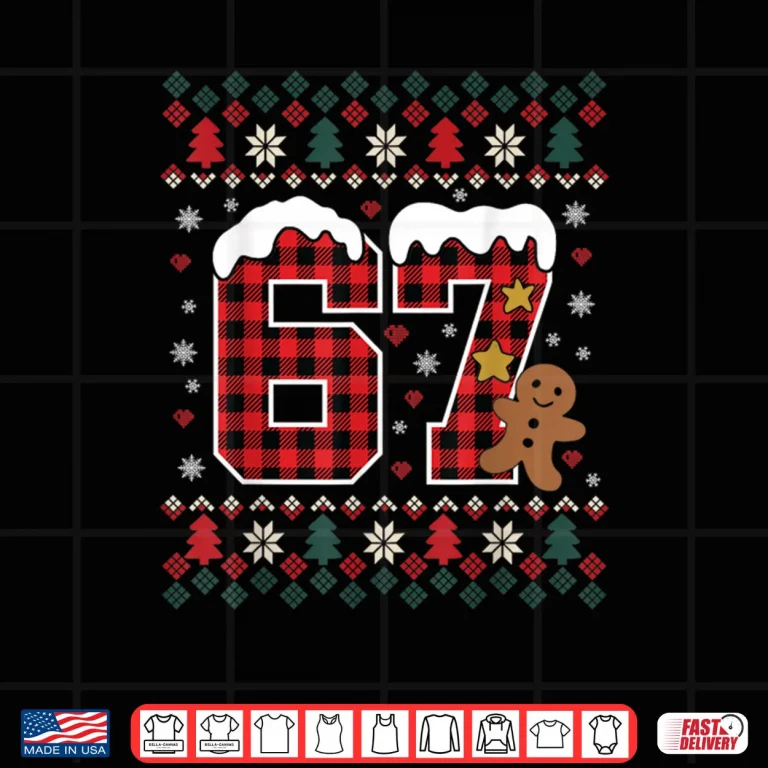 Design Funny 67 Christmas Pajamas Shirt Six Seven Meme Brainrot Shirt