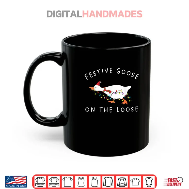 Mug Festive Goose on The Loose Christmas Retro Shirt