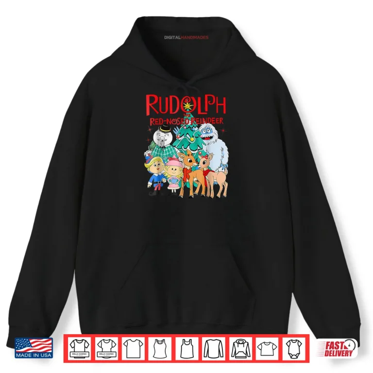 Hoodie Cute Rudolph The Red Nosed Reindeer Christmas Tree Shirt