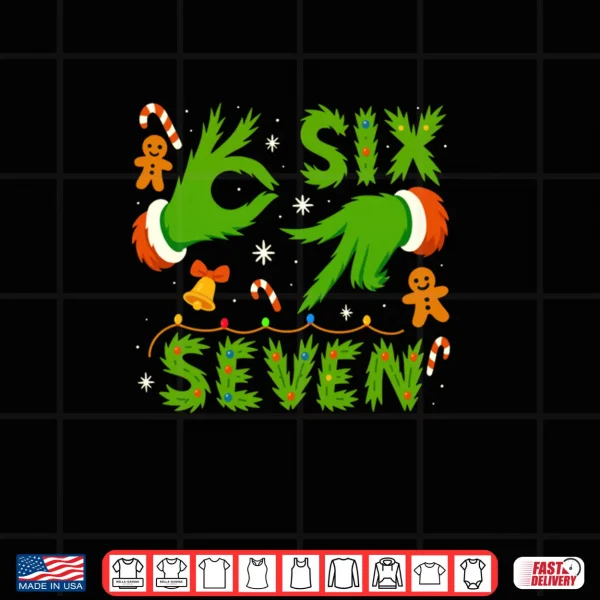 Design 67 Green Hands Christmas Shirt Six Seven Meme Brainrot Xmas Shirt