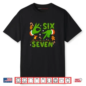 67 Green Hands Christmas Shirt Six Seven Meme Brainrot Xmas Shirt