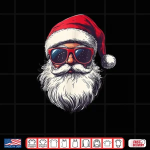 Design Cool Santa Claus Face Retro Sunglasses Christmas Shirt