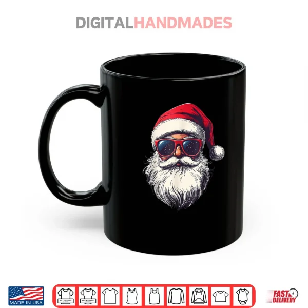 Mug Cool Santa Claus Face Retro Sunglasses Christmas Shirt