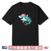 Christmas Shark Santa Hat Wrapped in Lights Funny Xmas Shark Shirt