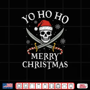 Design Yo Ho Ho Merry Christmas Holiday Pirate Santa Hat Boating Shirt