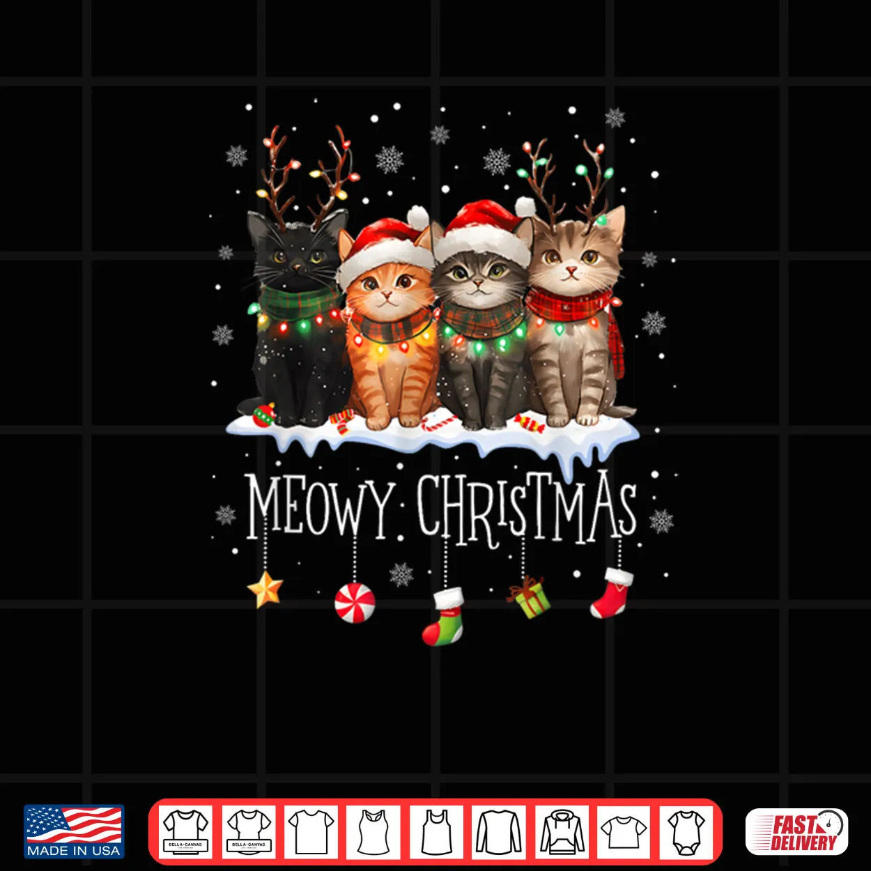 Meowy Catmas Cat Christmas Cute Kitten Cats Santa Hat Xmas Shirt Meowy Catmas Cat Christmas Cute Kitten Cats Santa Hat Xmas Shirt