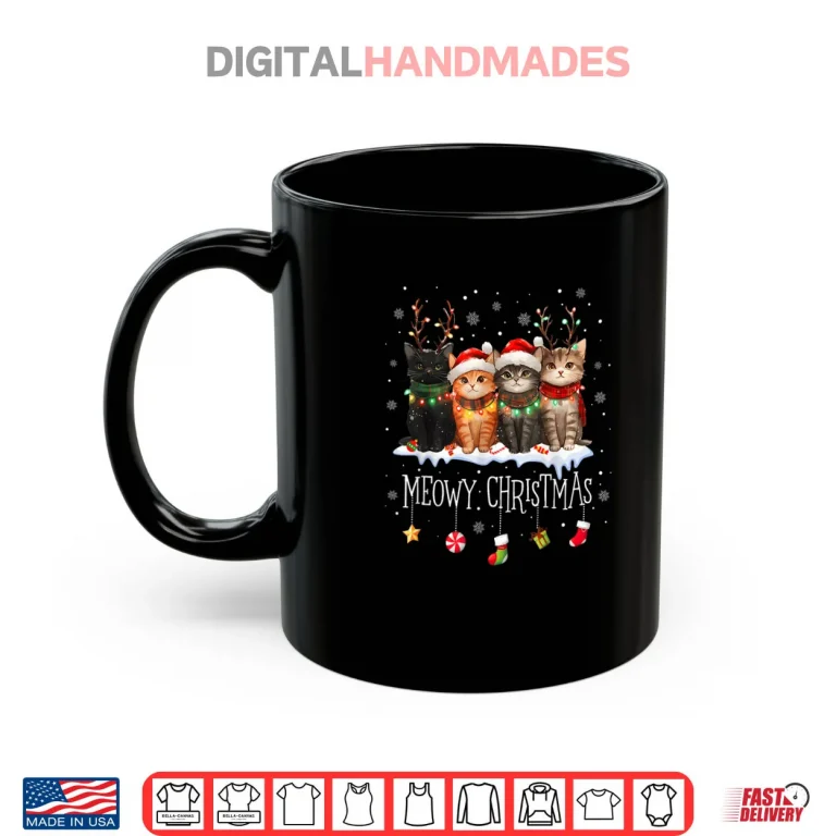 Mug Meowy Catmas Cat Christmas Cute Kitten Cats Santa Hat Xmas Shirt