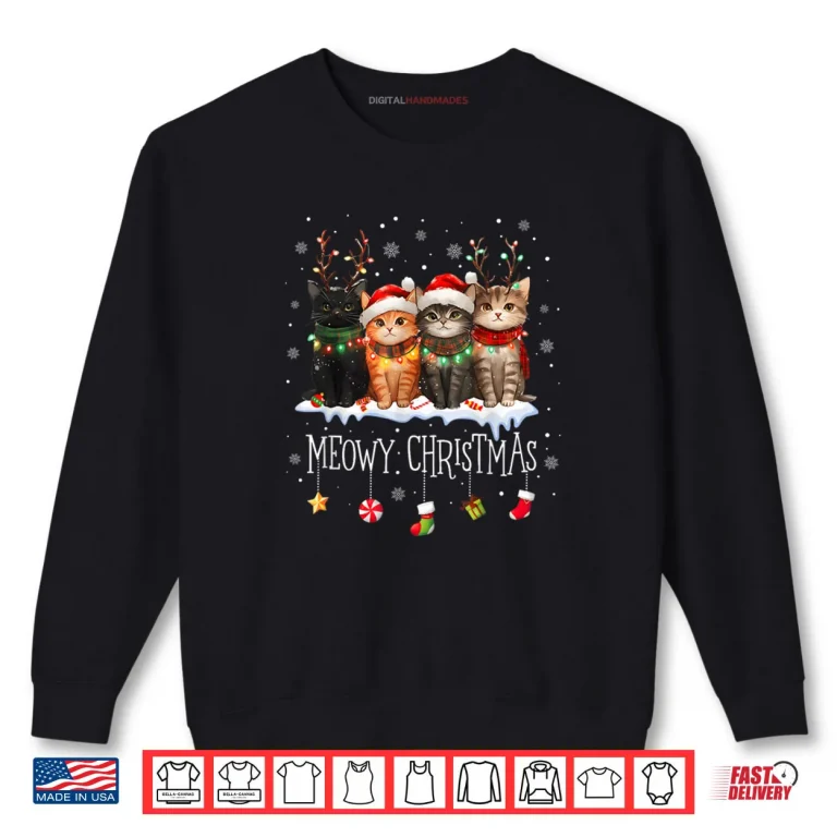 Sweatshirt Meowy Catmas Cat Christmas Cute Kitten Cats Santa Hat Xmas Shirt
