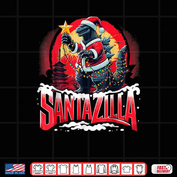 Design Kaiju Christmas Santazilla Japanese Monster Dinosaur Shirt