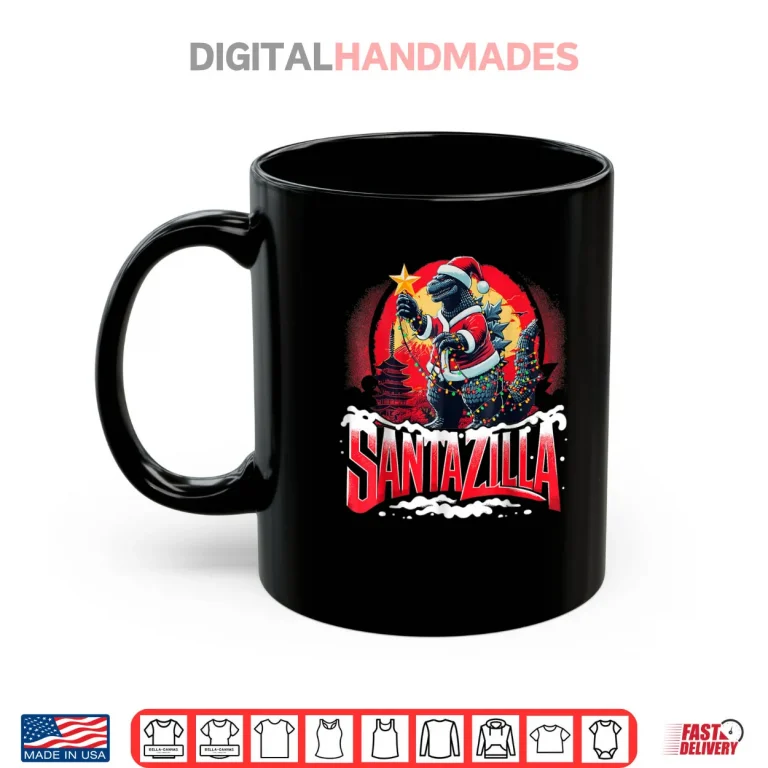 Mug Kaiju Christmas Santazilla Japanese Monster Dinosaur Shirt