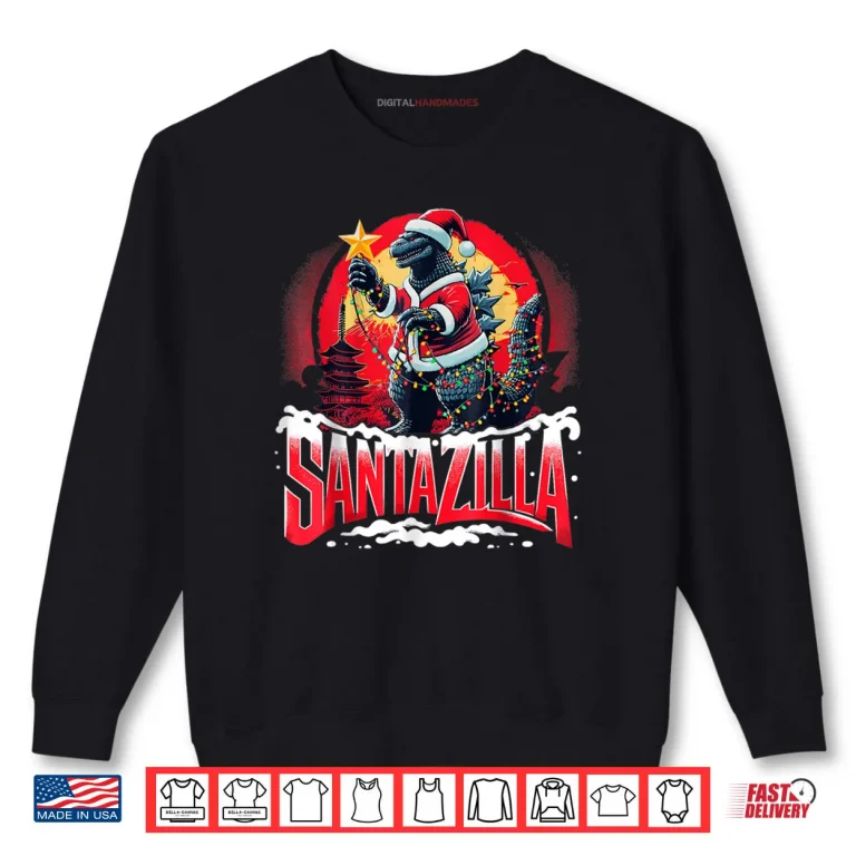 Sweatshirt Kaiju Christmas Santazilla Japanese Monster Dinosaur Shirt
