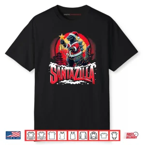 Kaiju Christmas Santazilla Japanese Monster Dinosaur Shirt