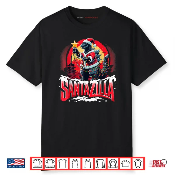 Kaiju Christmas Santazilla Japanese Monster Dinosaur Shirt