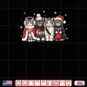 Design Cat Christmas Light Reindeer Santa Christmas Cat Lover Xmas Shirt 1