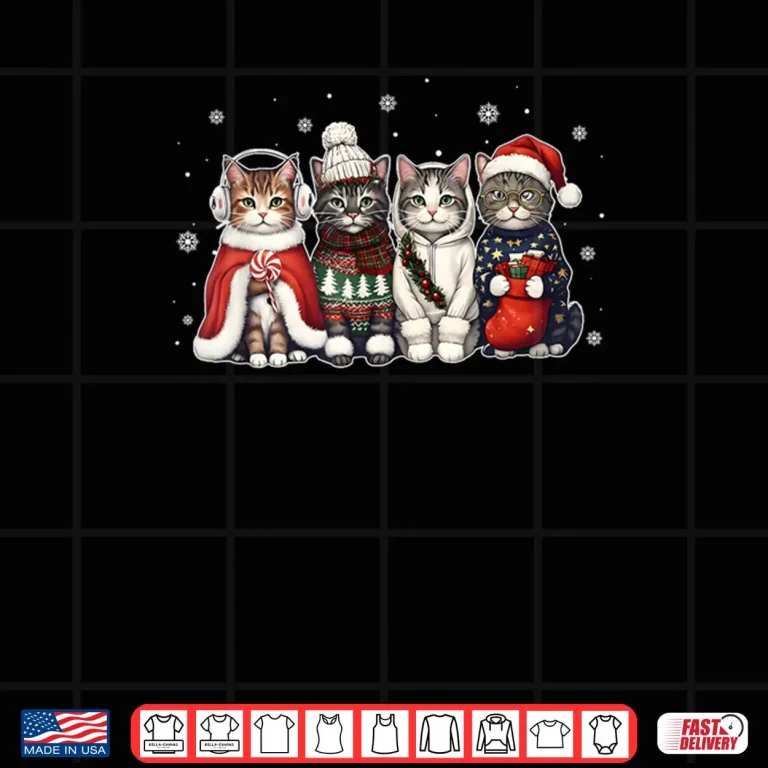 Design Cat Christmas Light Reindeer Santa Christmas Cat Lover Xmas Shirt 1