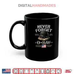 Mug Never Forget D Day June 6 1944 USA Omaha Utah Beach Helmet Shirt