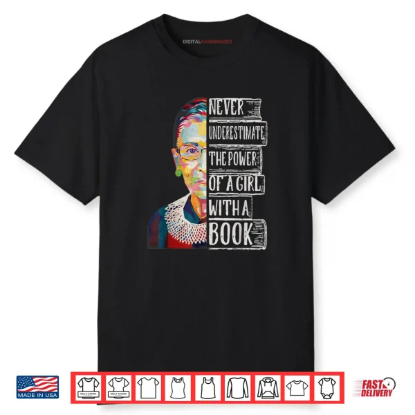 Never Underestimate The Power of A Girl with A Book Shirt