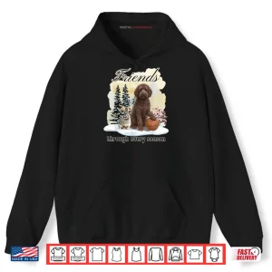 Hoodie Chocolate Goldendoodle and Friend in Winter Snow Scene Shirt