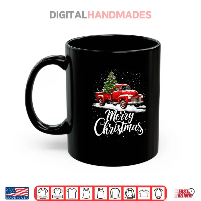 Mug Merry Christmas Red Truck Family Matching Shirt