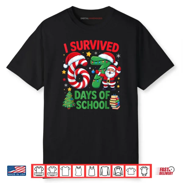 I Survived 67 Days of School Christmas Candy Cane Six Seven Shirt