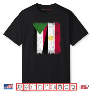 Sudan Egypt Half Flag Sudanese Egyptian Heritage Shirt