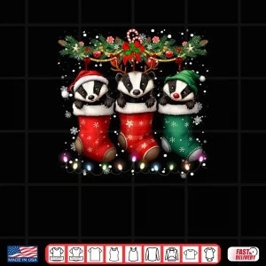 Design Honey Badger in Christmas Socks Lights Honey Badger Xmas Shirt