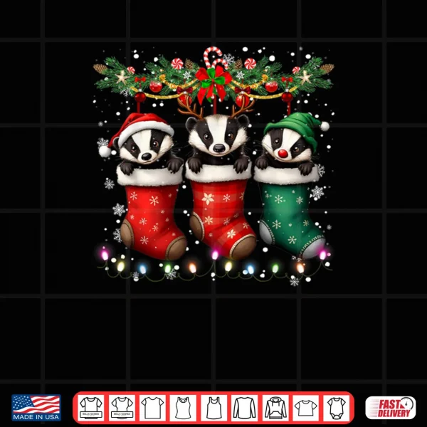 Honey Badger in Christmas Socks Lights Honey Badger Xmas Shirt 4 Design Honey Badger in Christmas Socks Lights Honey Badger Xmas Shirt