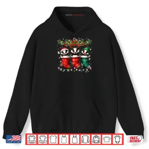 Hoodie Honey Badger in Christmas Socks Lights Honey Badger Xmas Shirt