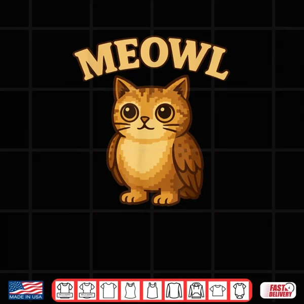 Design Meowl Meow Cat Owl Brainrot Meme Shirt