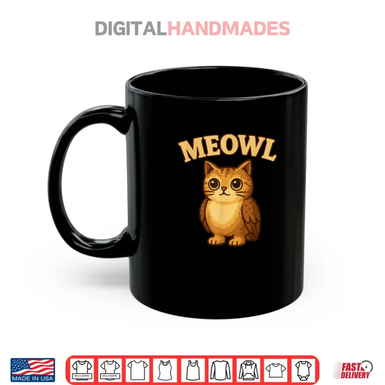 Mug Meowl Meow Cat Owl Brainrot Meme Shirt