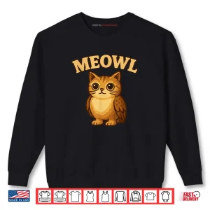 Sweatshirt Meowl Meow Cat Owl Brainrot Meme Shirt