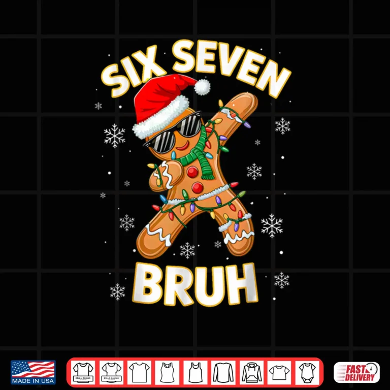 Design 67 Christmas 6 7 Meme Gingerbread Man Xmas Pajamas Holiday Shirt 3