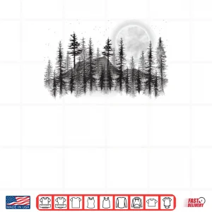 Design Mountain Forest Moon and Stars Night Sky Shirt