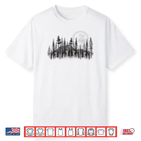 Mountain Forest Moon and Stars Night Sky Shirt