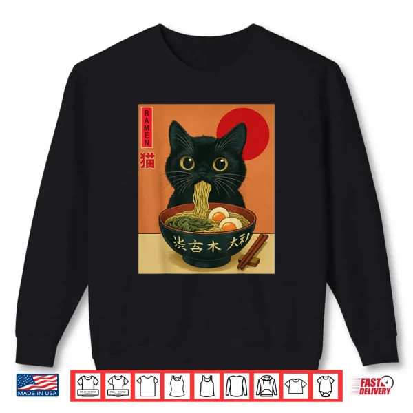 Sweatshirt Cat Ramen Japanese Kawaii Cat Anime Shirt