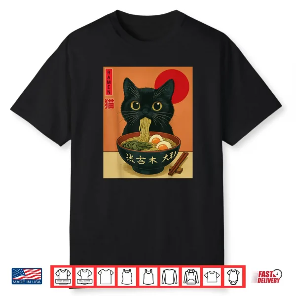 Cat Ramen Japanese Kawaii Cat Anime Shirt