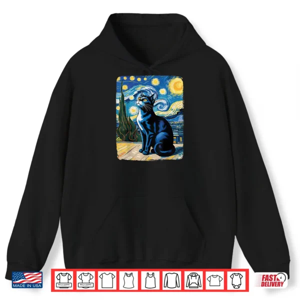 Hoodie Cat Lover Starry Night Van Gogh Meme for Cat Cat Mom Cat Dad Shirt