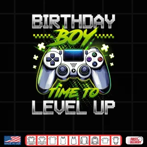 Design Birthday Boy Time to Level Up Video Game Birthday Party Boys Shirt
