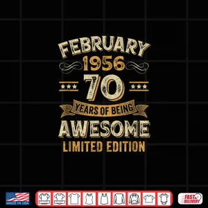 Design Awesome Vintage February 1956 70Th Shirt
