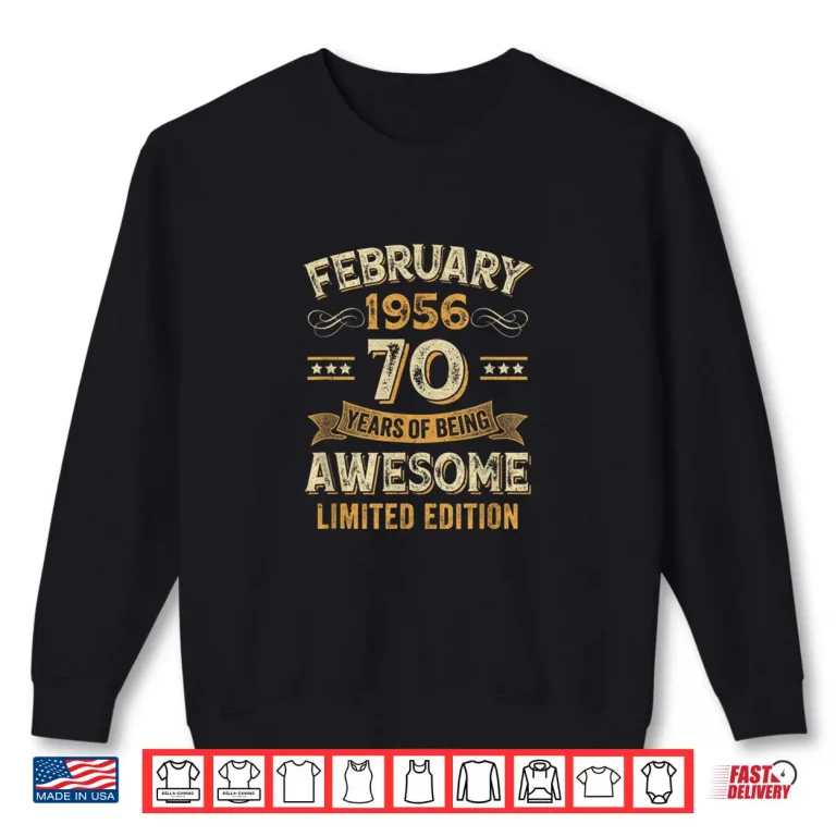 Sweatshirt Awesome Vintage February 1956 70Th Shirt