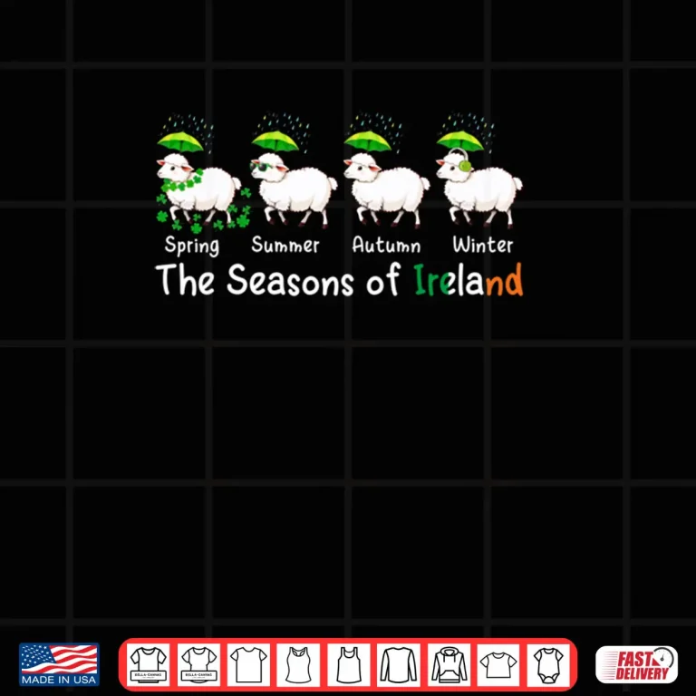 Design The Seasons Patricks Day Ireland Four Cute Sheep Shamrocks Shirt