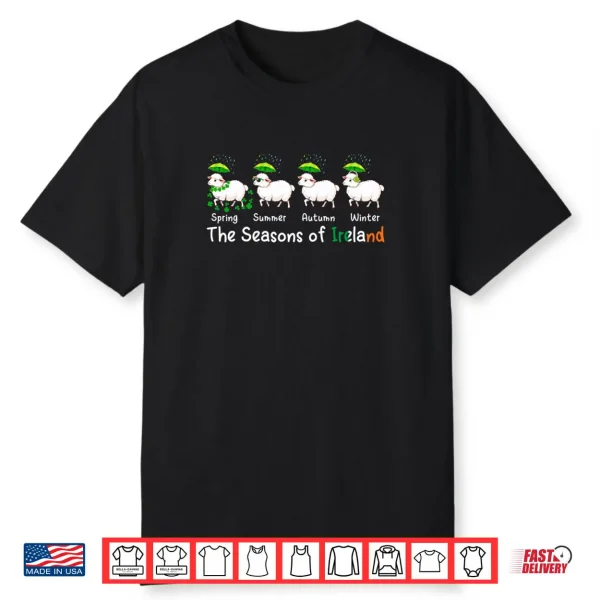 The Seasons Patrick’s Day Ireland Four Cute Sheep Shamrocks Shirt