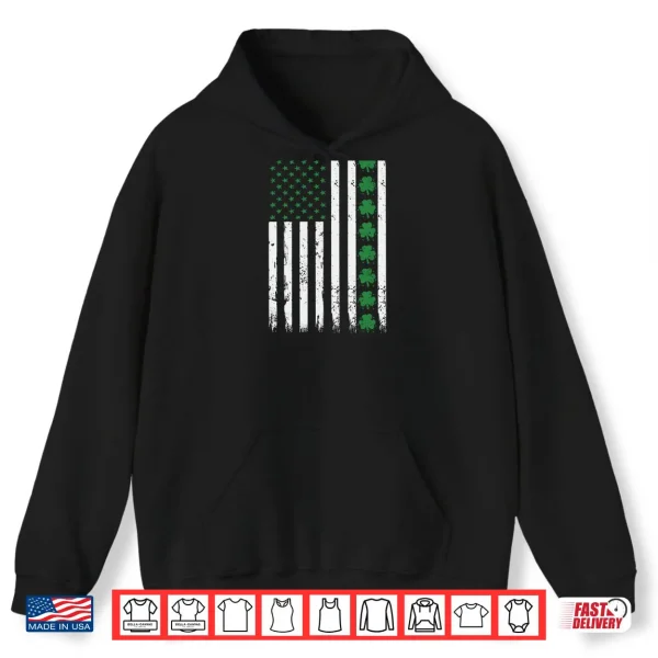 Hoodie St. Patricks Day Irish American Shamrock Flag Shirt