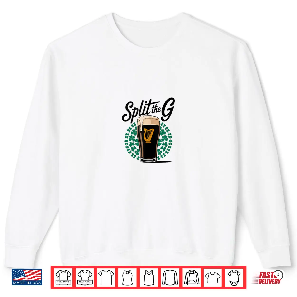 Irish Beer Split The G Shamrock Pint Shirt Irish Beer Split The G Shamrock Pint Shirt