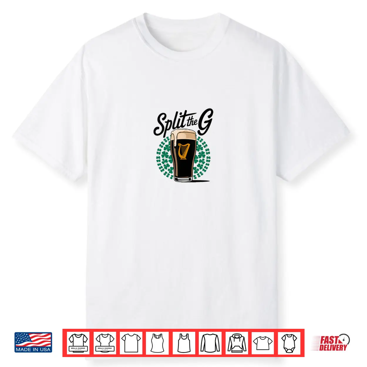 Irish Beer Split The G Shamrock Pint Shirt Irish Beer Split The G Shamrock Pint Shirt